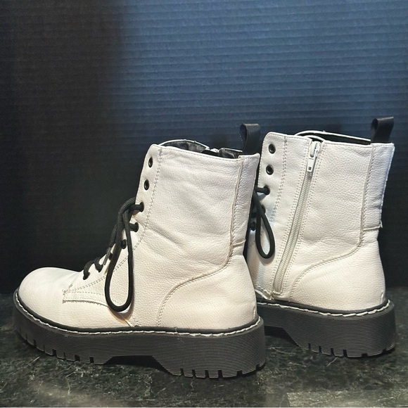 Sincerely Jules Harley White Lace up & Side Zipper Combat Boots New Size 8.5 - Picture 6 of 9
